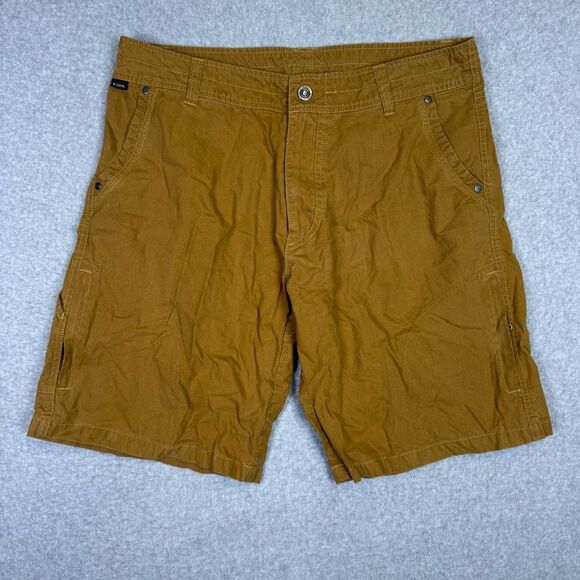 Kuhl Men's Size 34W Brown Flat Front Shorts Cargo Multipocket - Picture 1 of 10